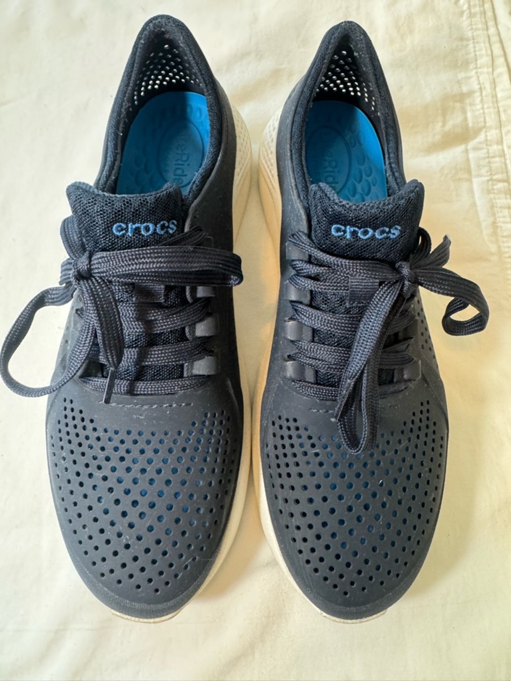 Crocs Men’s Navy LiteRide Lace-Up Sneakers men's sz 9